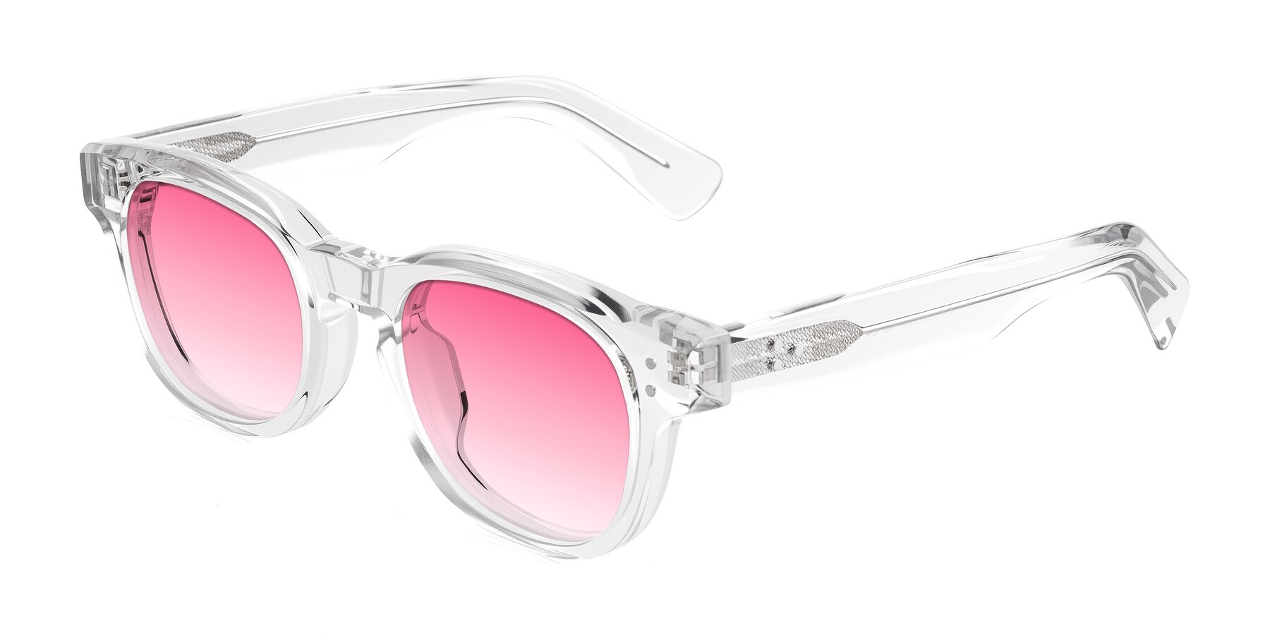 Angle of Jasiri in Clear with Pink Gradient Lenses