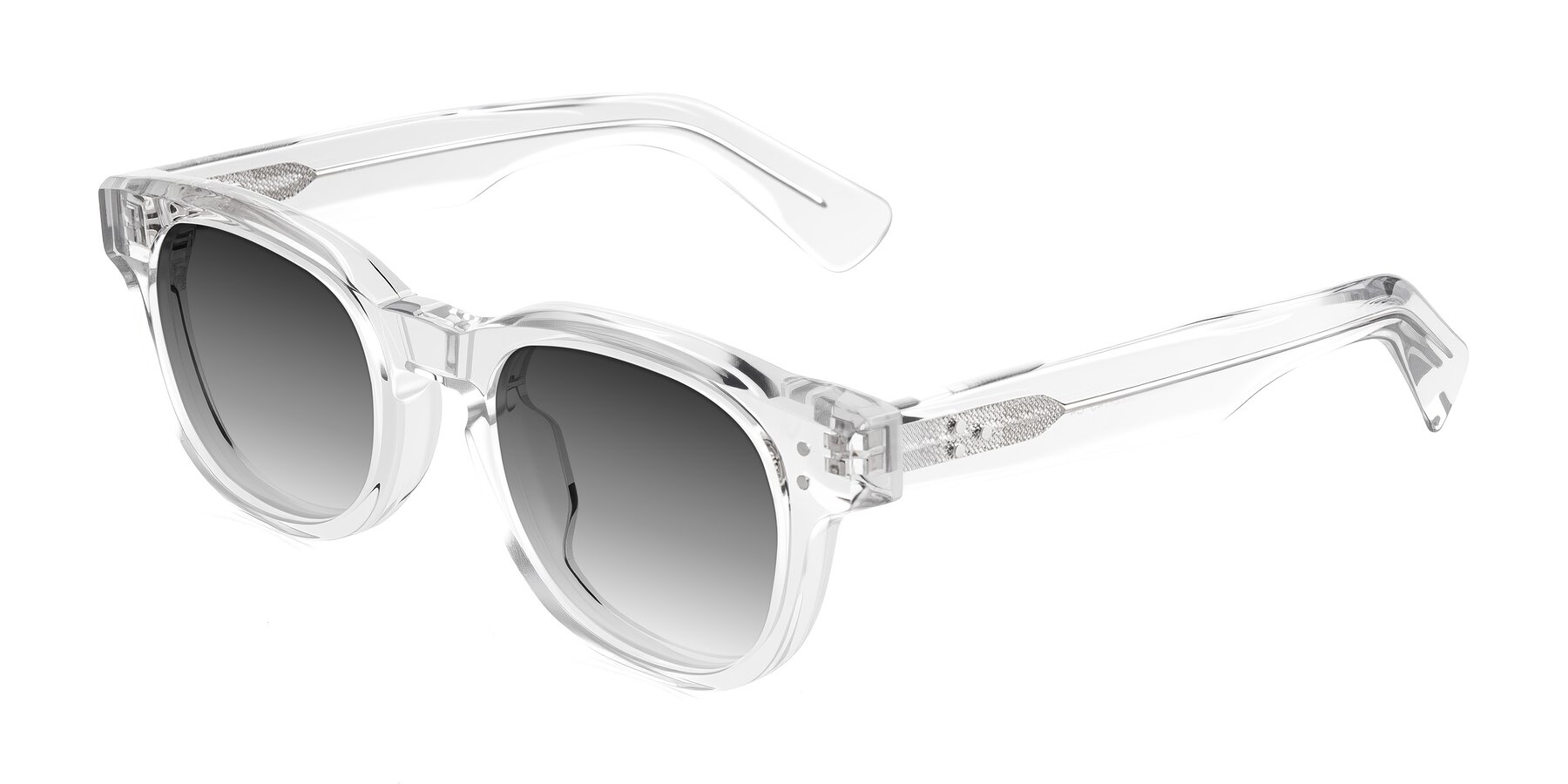 Angle of Jasiri in Clear with Gray Gradient Lenses