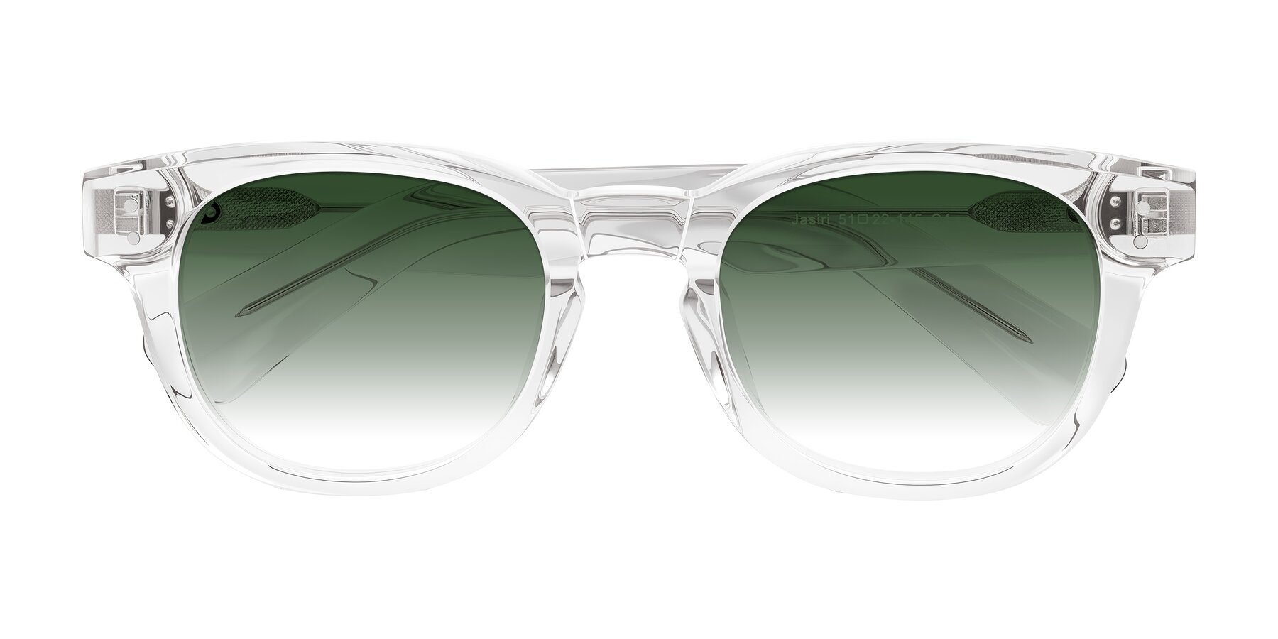 Folded Front of Jasiri in Clear with Green Gradient Lenses