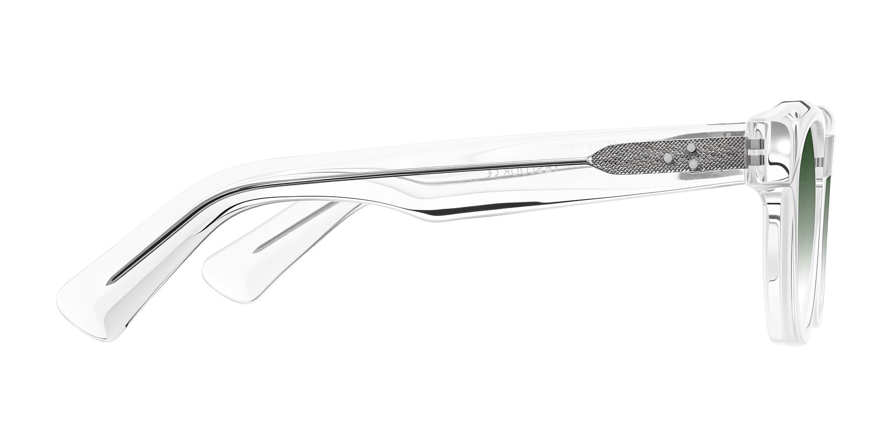 Side of Jasiri in Clear with Green Gradient Lenses