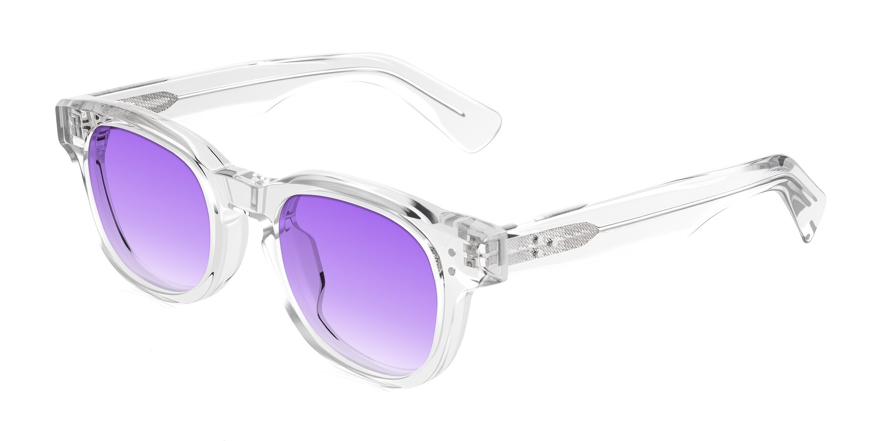 Angle of Jasiri in Clear with Purple Gradient Lenses