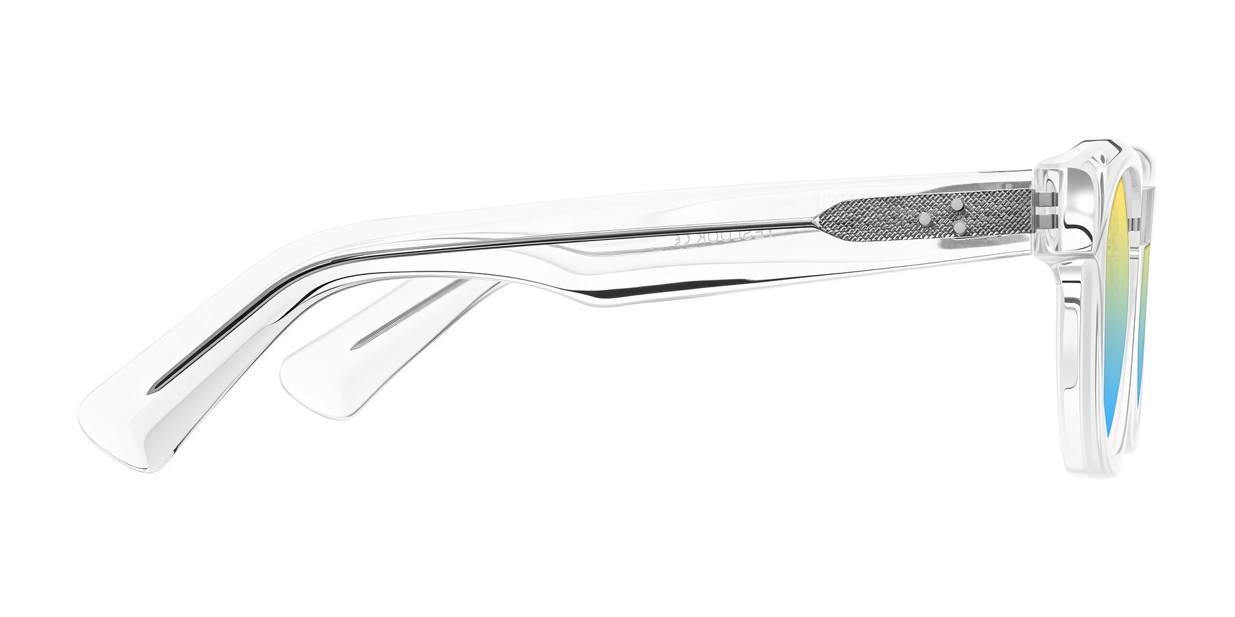 Side of Jasiri in Clear with Yellow / Blue Gradient Lenses