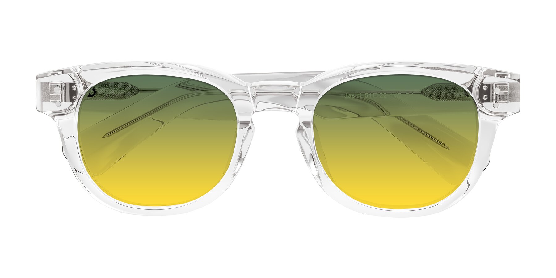 Folded Front of Jasiri in Clear with Green / Yellow Gradient Lenses