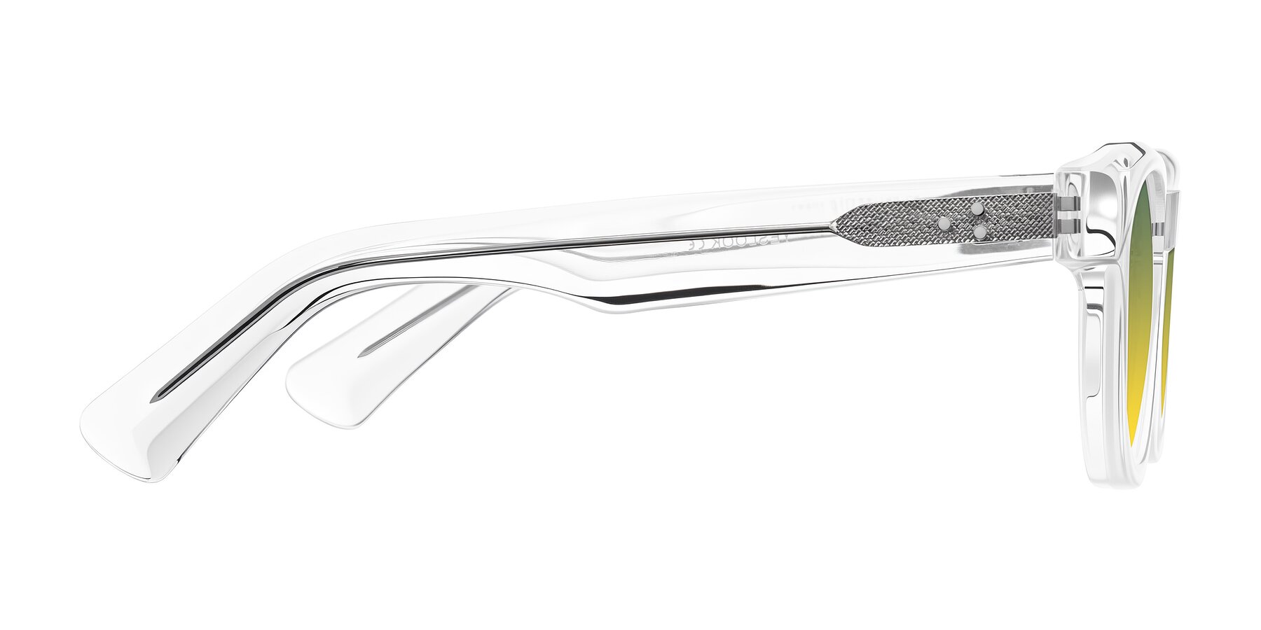 Side of Jasiri in Clear with Green / Yellow Gradient Lenses