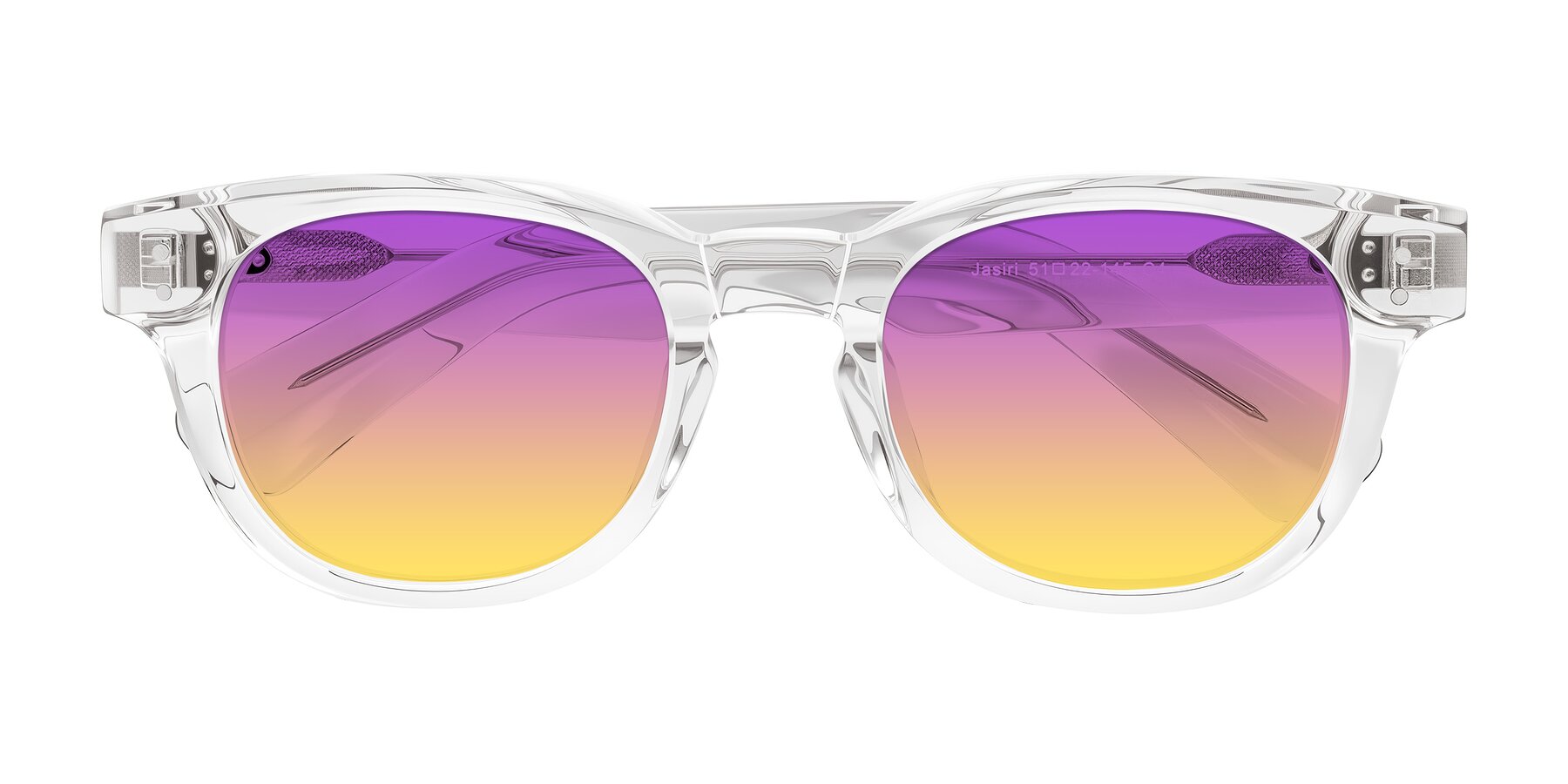 Folded Front of Jasiri in Clear with Purple / Yellow Gradient Lenses