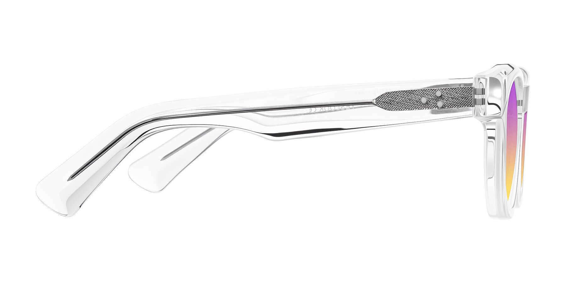 Side of Jasiri in Clear with Purple / Yellow Gradient Lenses