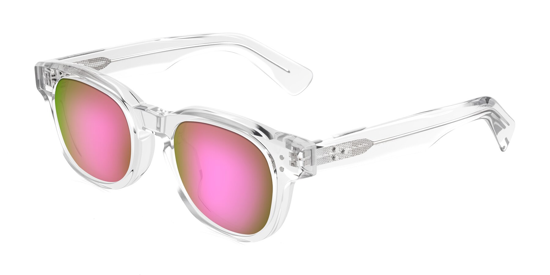 Angle of Jasiri in Clear with Pink Mirrored Lenses