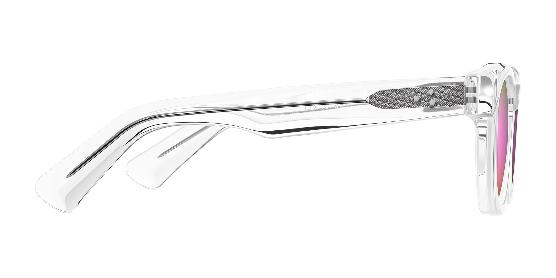 Side of Jasiri in Clear with Pink Mirrored Lenses