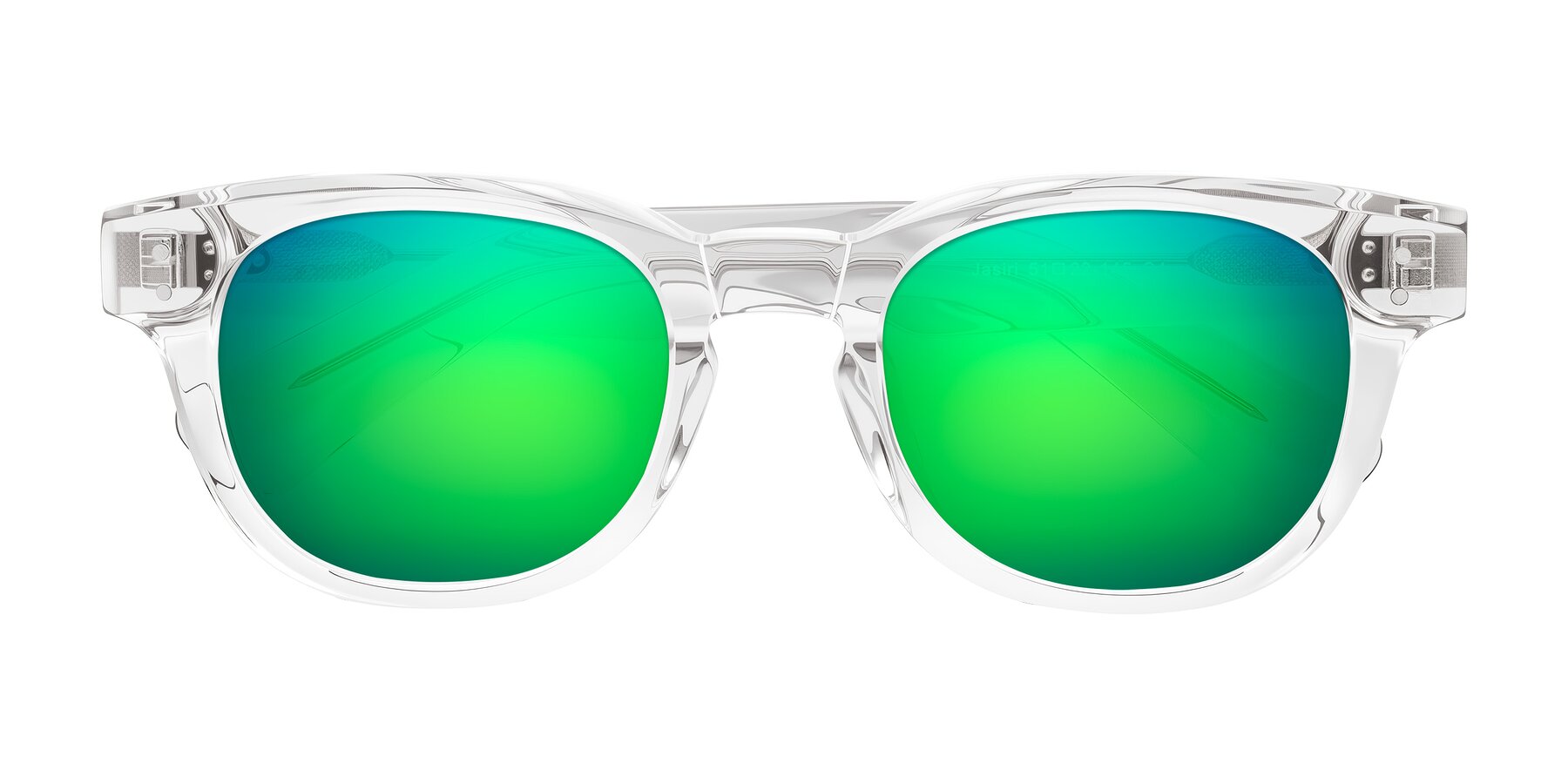 Folded Front of Jasiri in Clear with Green Mirrored Lenses
