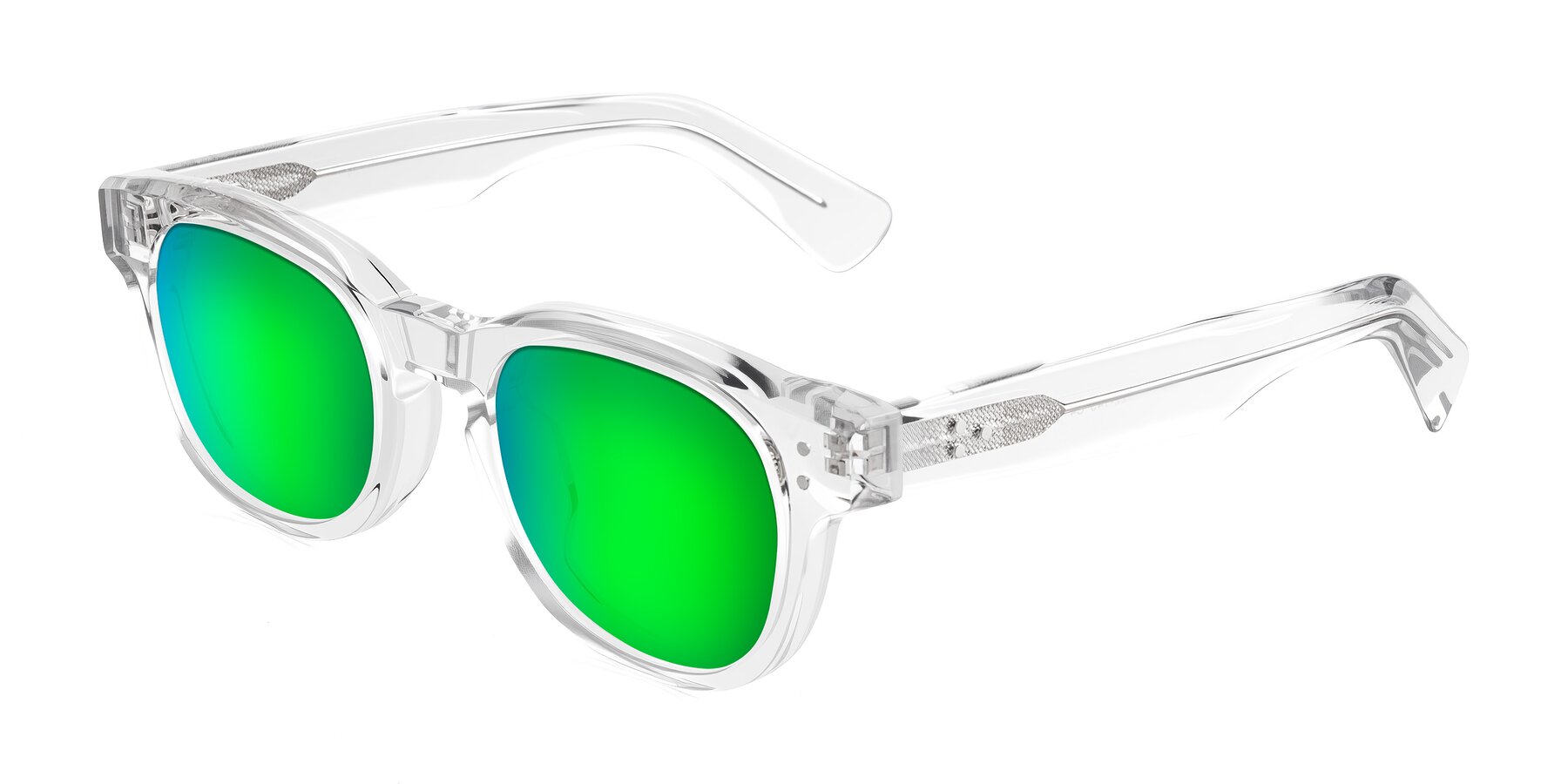 Angle of Jasiri in Clear with Green Mirrored Lenses