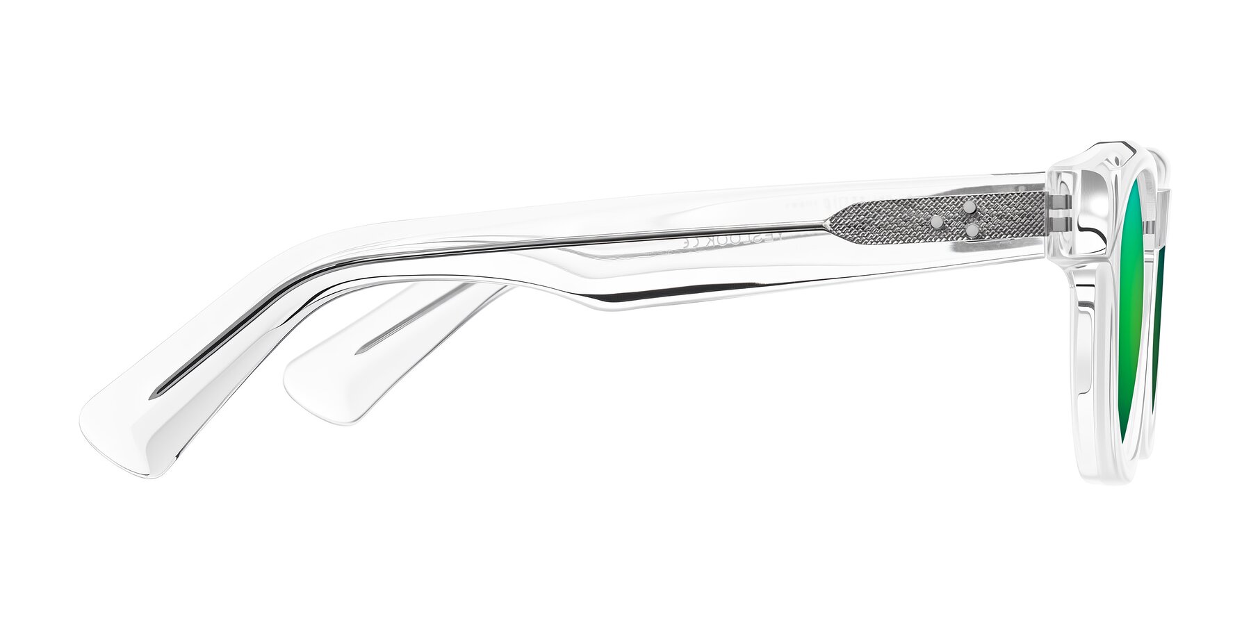 Side of Jasiri in Clear with Green Mirrored Lenses