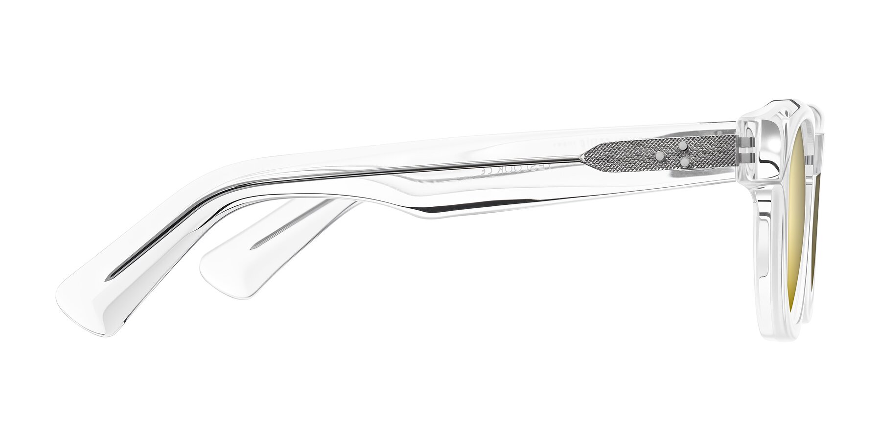 Side of Jasiri in Clear with Gold Mirrored Lenses