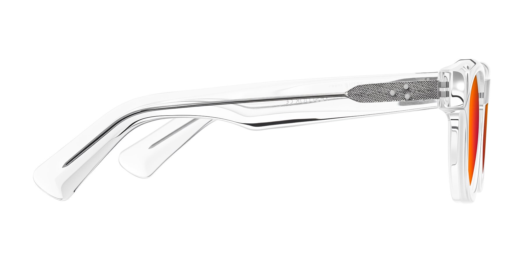 Side of Jasiri in Clear with Red Gold Mirrored Lenses