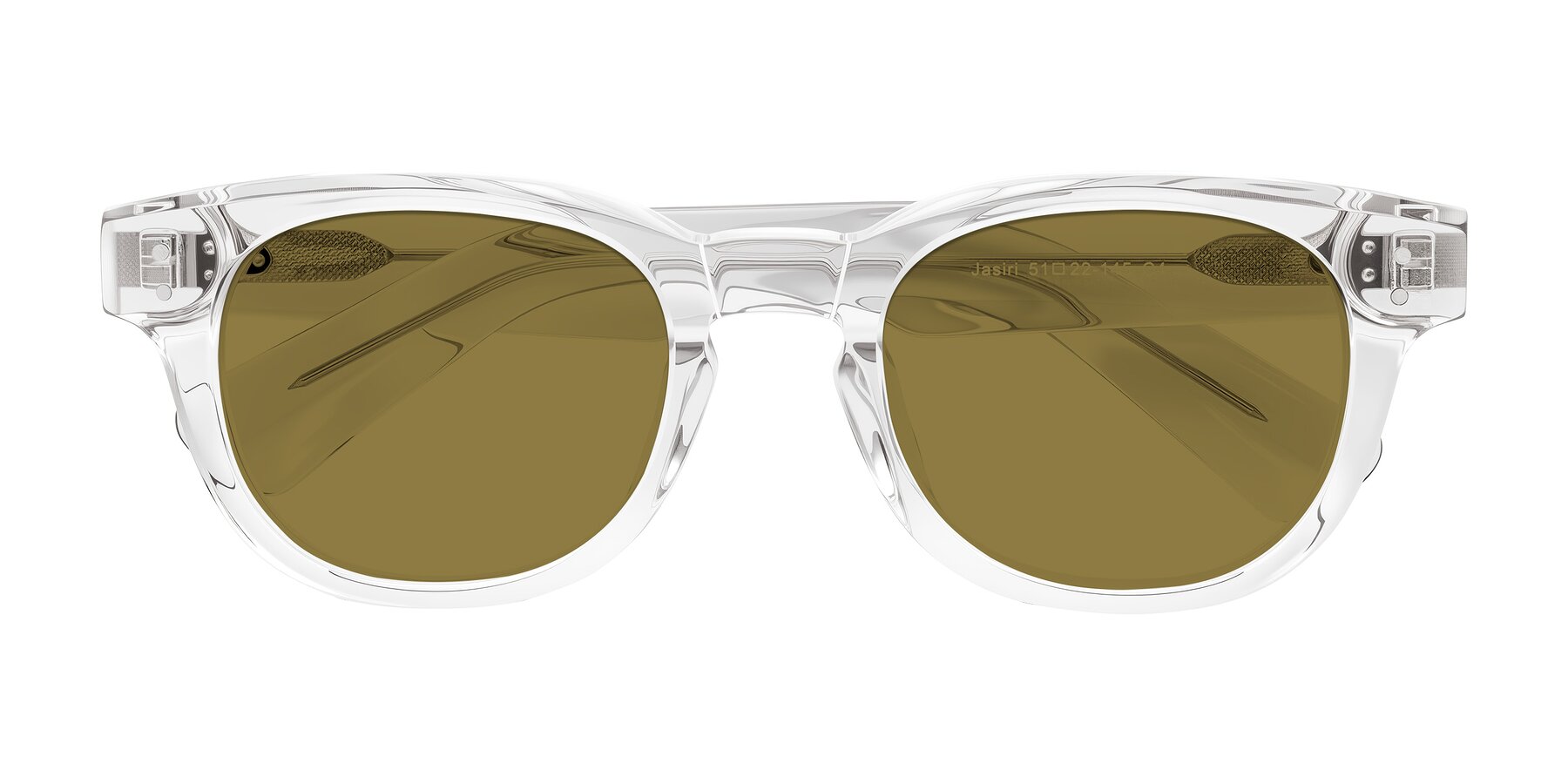 Folded Front of Jasiri in Clear with Brown Polarized Lenses