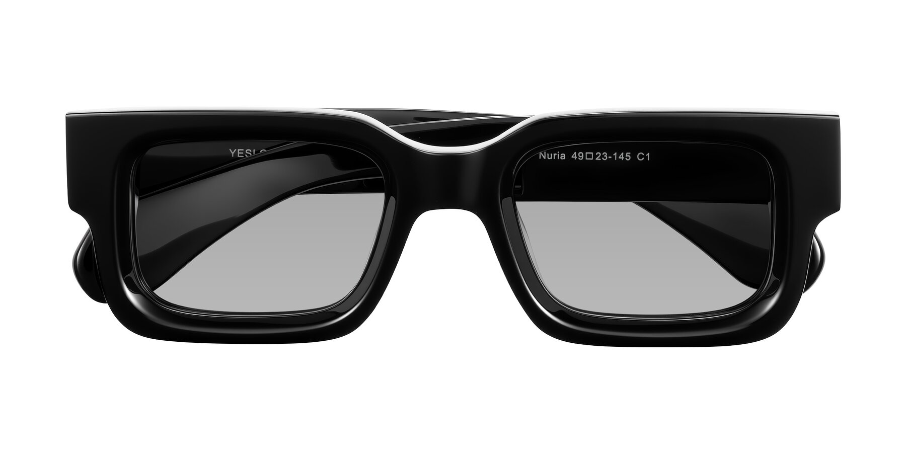 Folded Front of Nuria in Black with Light Gray Tinted Lenses