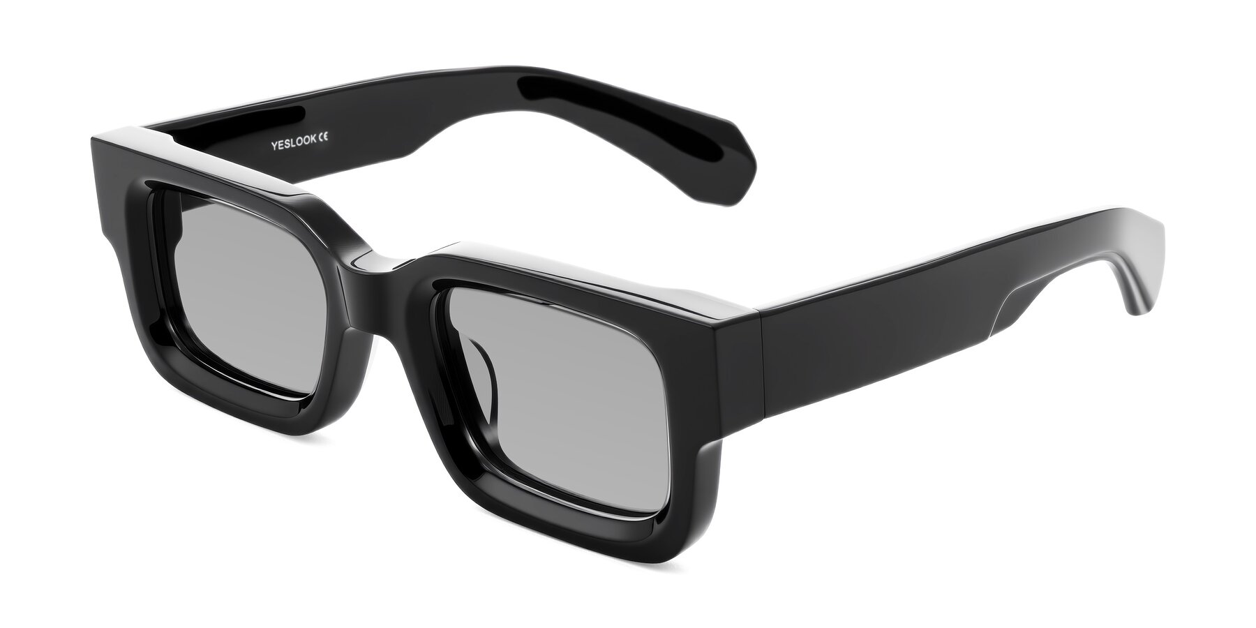 Angle of Nuria in Black with Light Gray Tinted Lenses