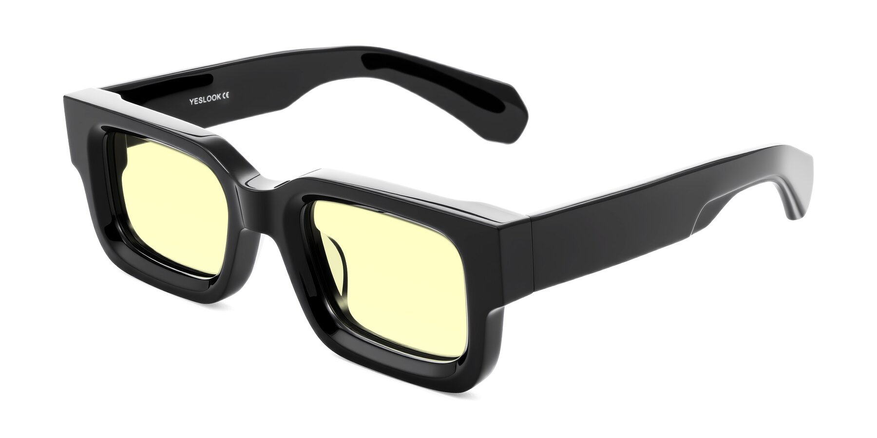 Angle of Nuria in Black with Light Yellow Tinted Lenses