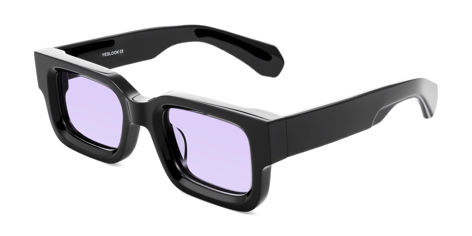 Angle of Nuria in Black with Light Purple Tinted Lenses