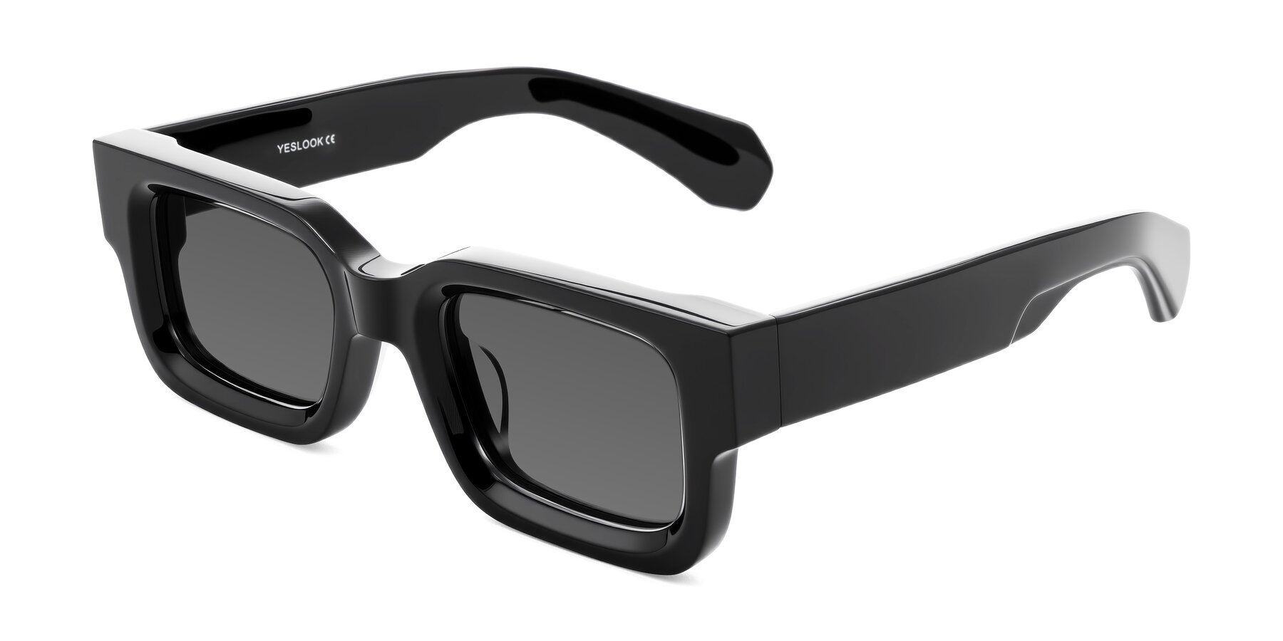Angle of Nuria in Black with Medium Gray Tinted Lenses
