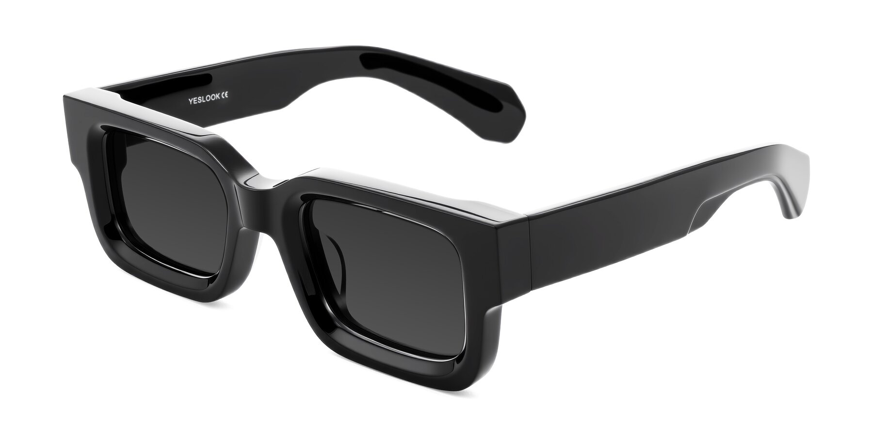 Angle of Nuria in Black with Gray Tinted Lenses