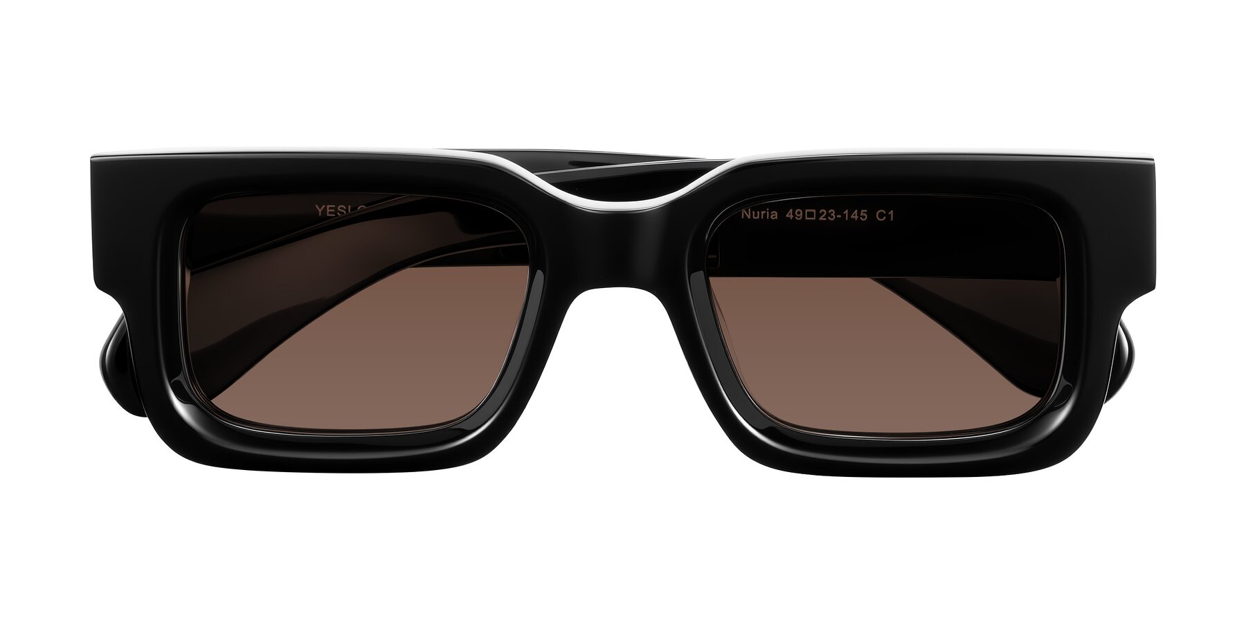 Folded Front of Nuria in Black with Brown Tinted Lenses