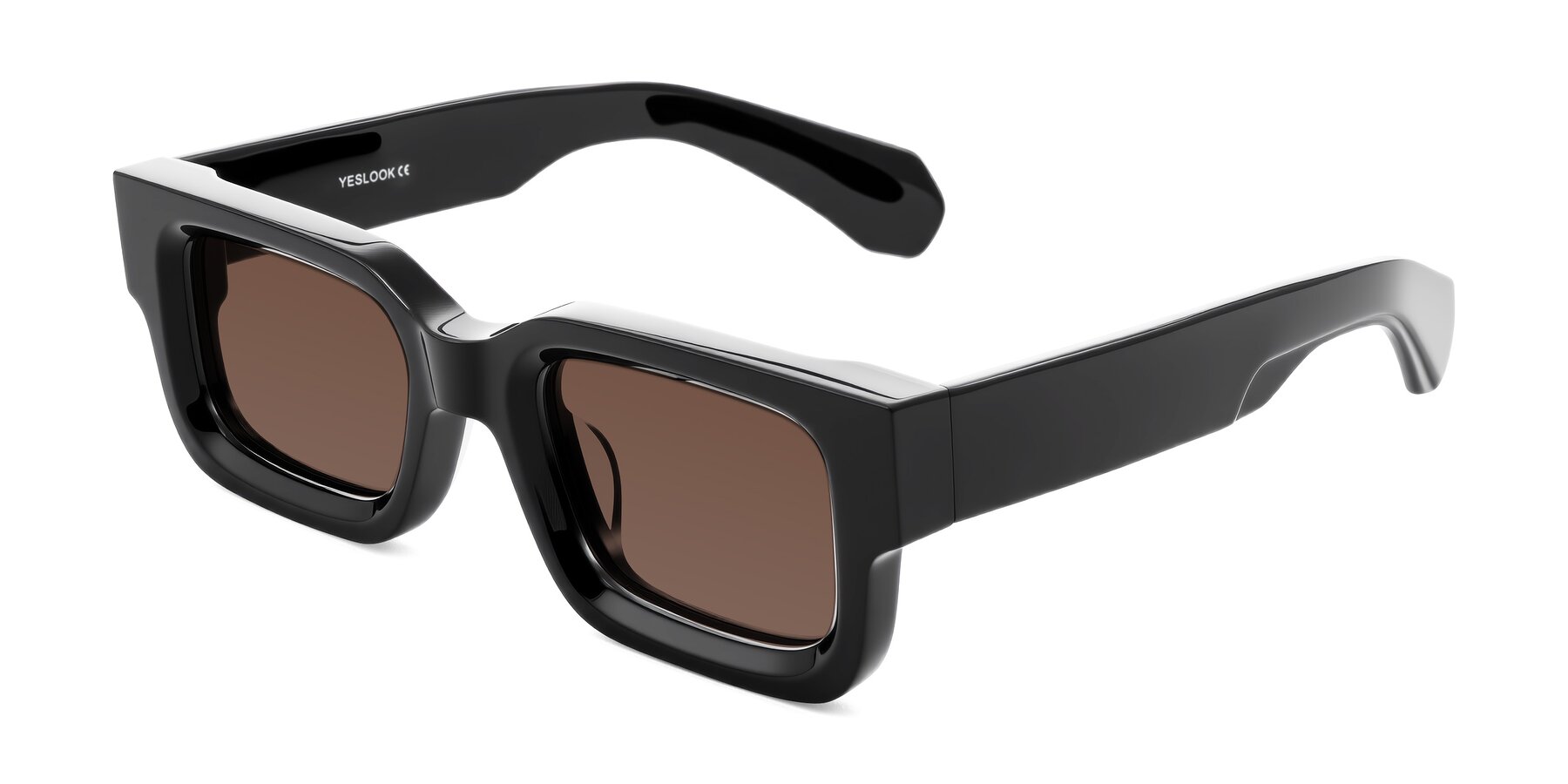 Angle of Nuria in Black with Brown Tinted Lenses