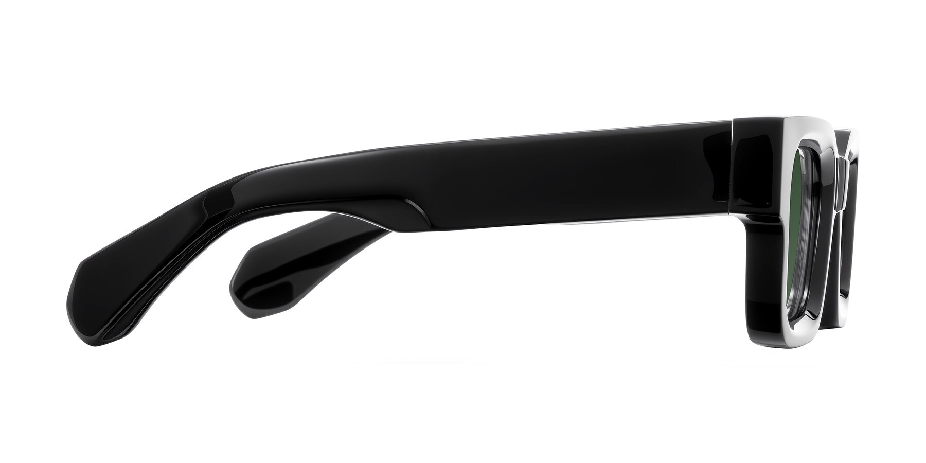 Side of Nuria in Black with Green Tinted Lenses