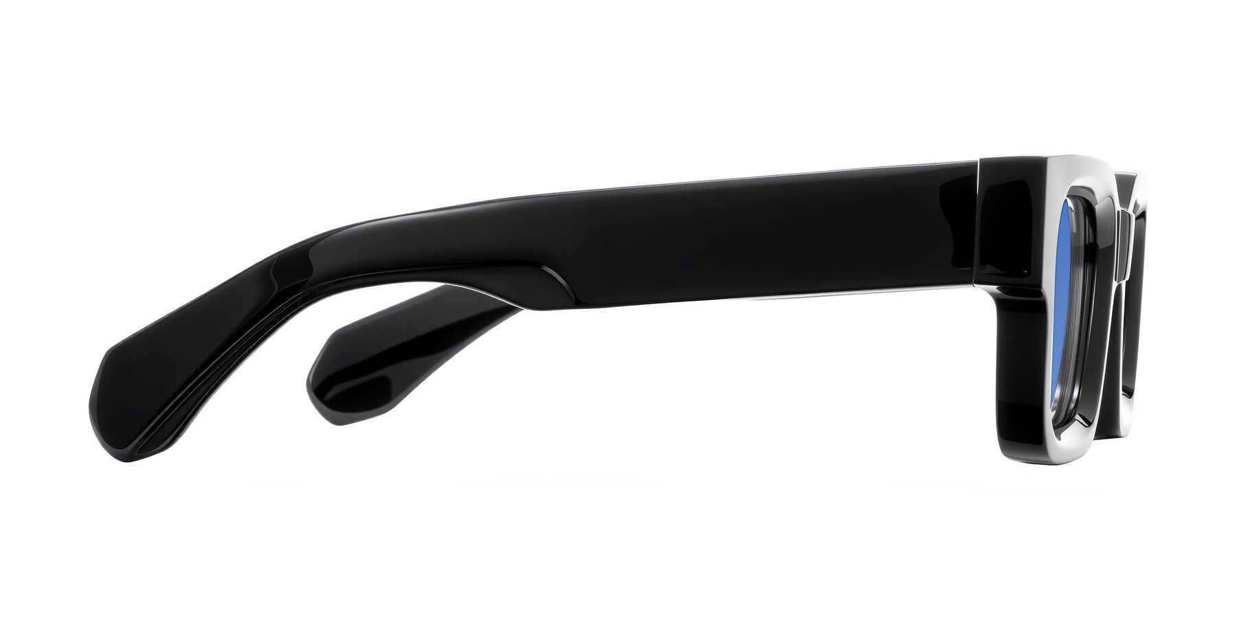 Side of Nuria in Black with Blue Tinted Lenses