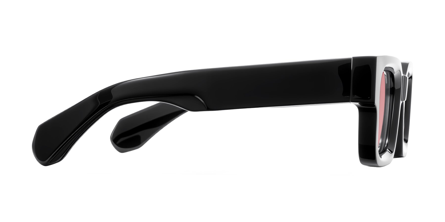 Side of Nuria in Black with Medium Garnet Tinted Lenses