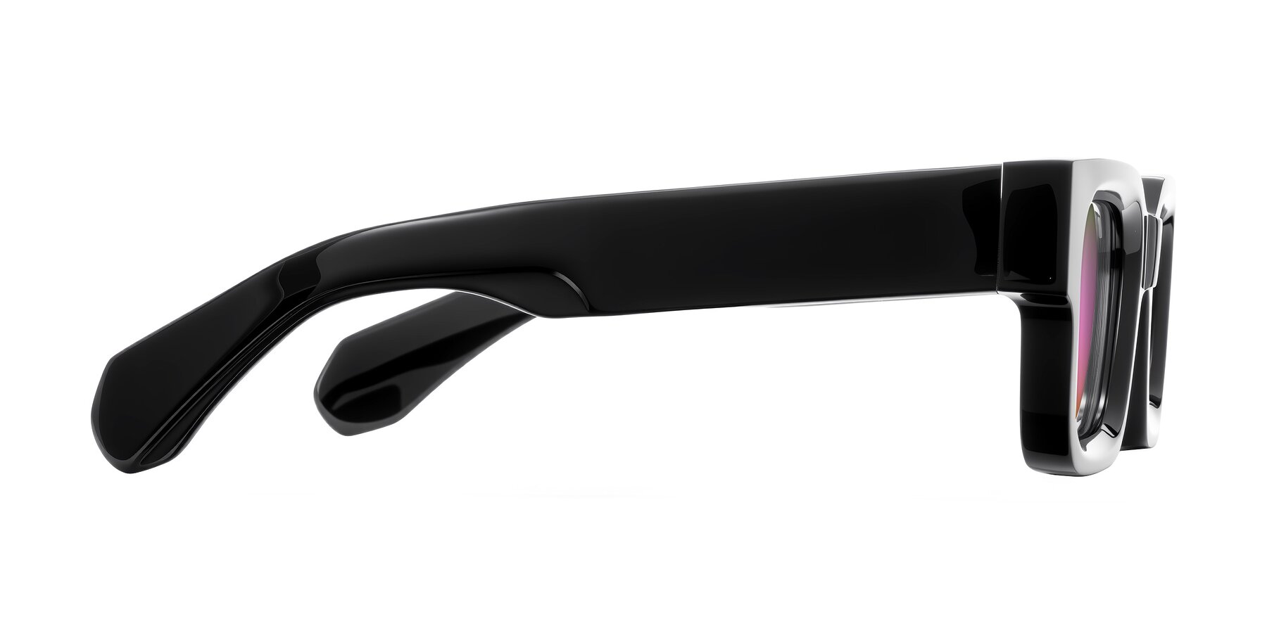 Side of Nuria in Black with Pink Mirrored Lenses