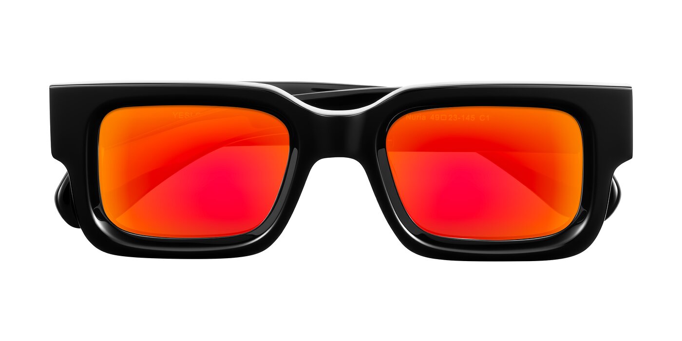 Nuria - Black Flash Mirrored Sunglasses