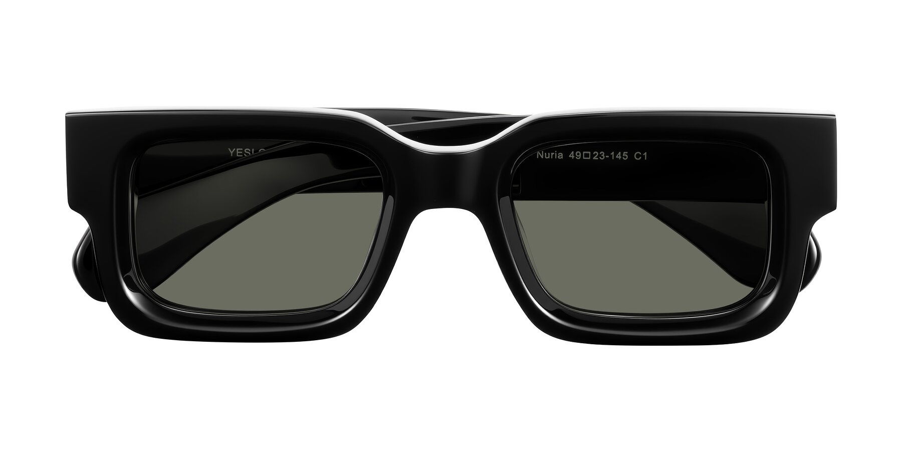 Folded Front of Nuria in Black with Gray Polarized Lenses