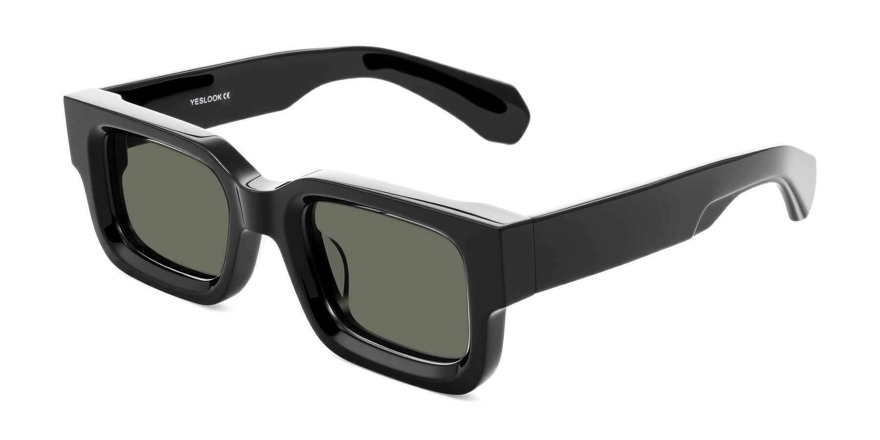 Angle of Nuria in Black with Gray Polarized Lenses