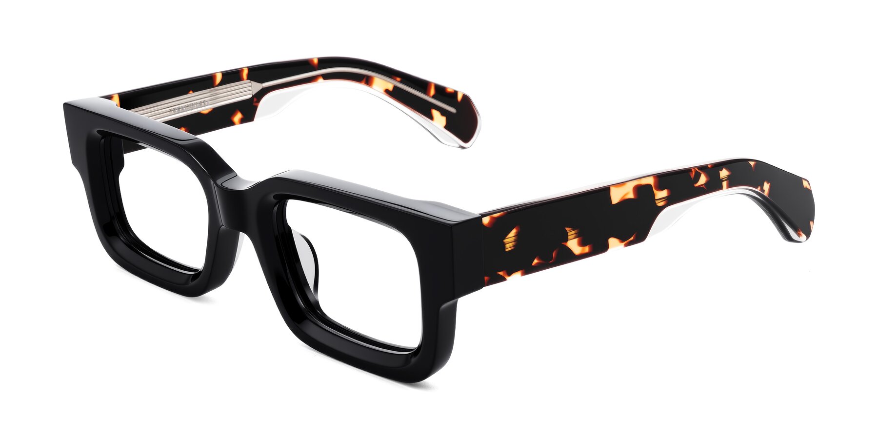 Angle of Nuria in Black/Tortoise with Clear Reading Eyeglass Lenses