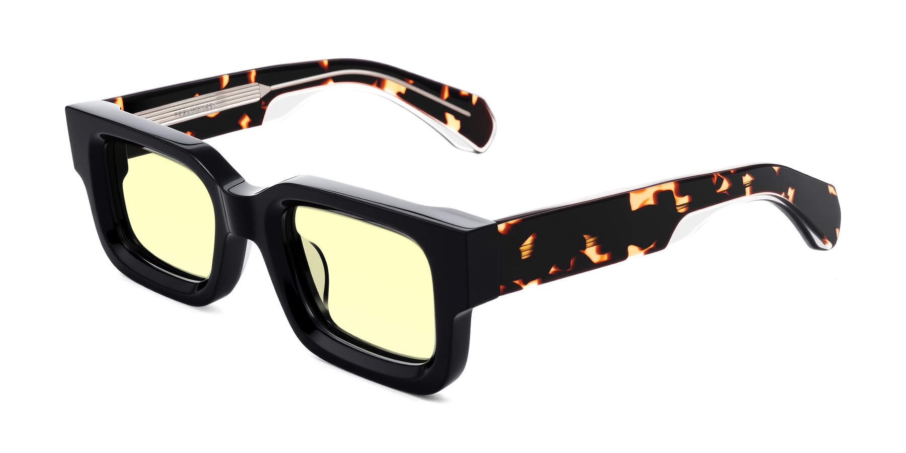 Angle of Nuria in Black/Tortoise with Light Yellow Tinted Lenses
