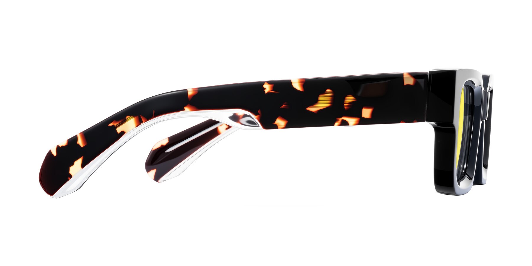 Side of Nuria in Black/Tortoise with Medium Yellow Tinted Lenses
