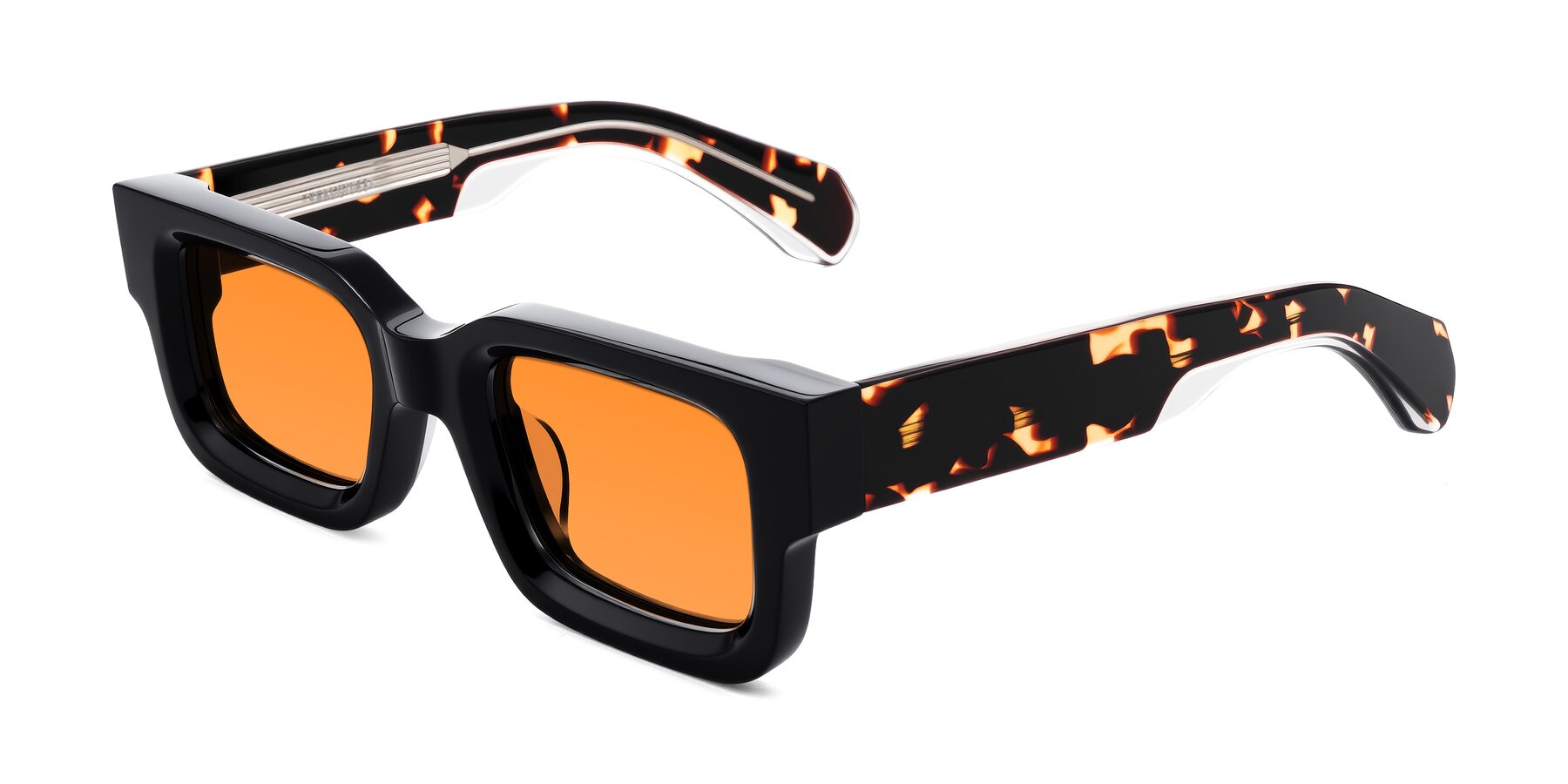 Angle of Nuria in Black/Tortoise with Orange Tinted Lenses