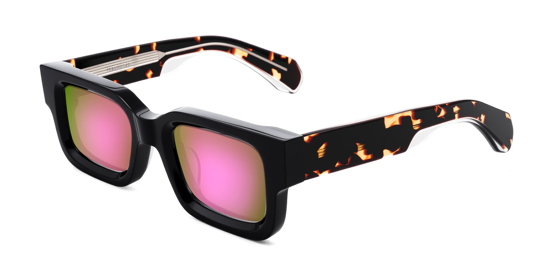 Angle of Nuria in Black/Tortoise with Pink Mirrored Lenses