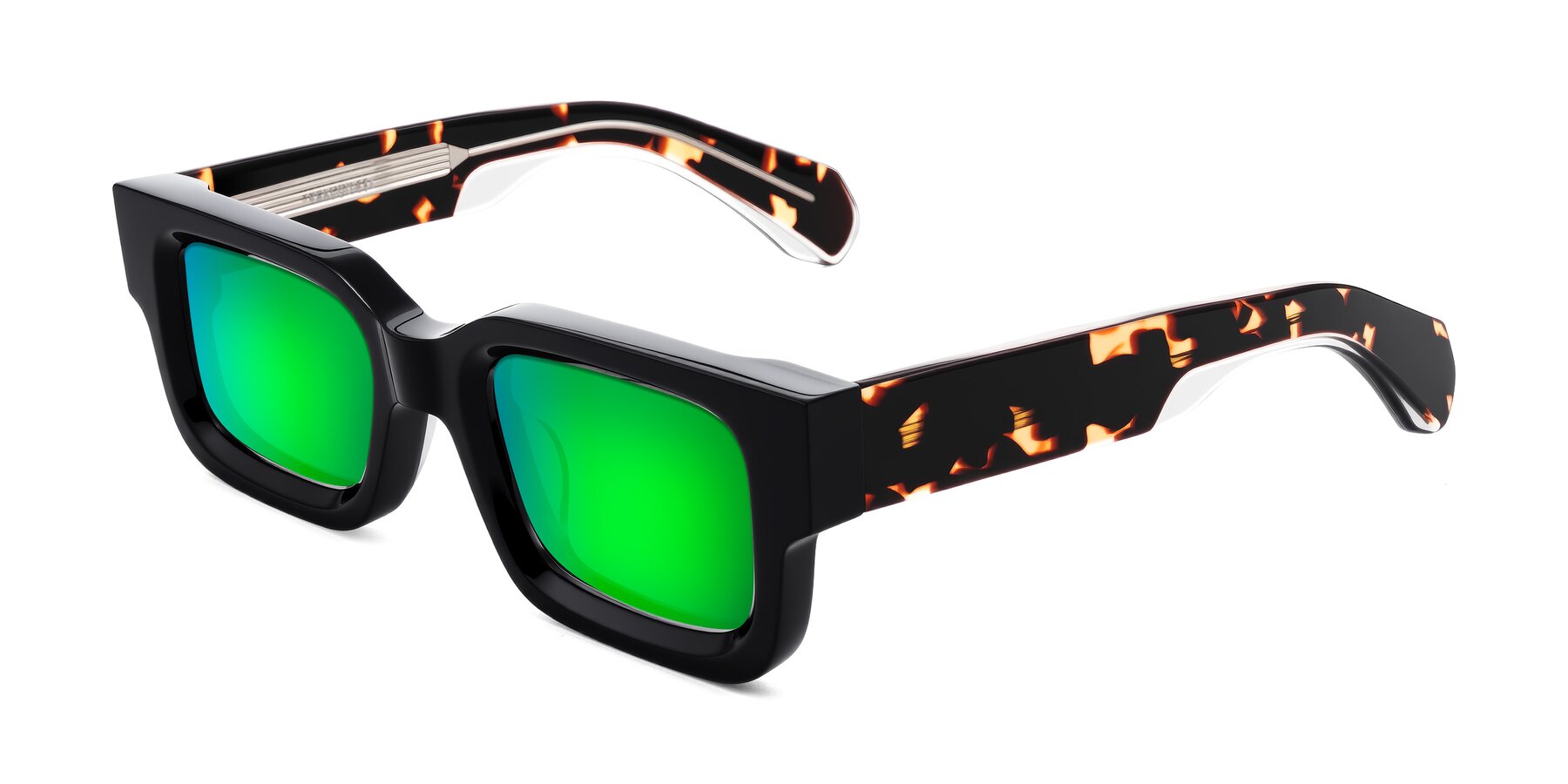 Angle of Nuria in Black/Tortoise with Green Mirrored Lenses