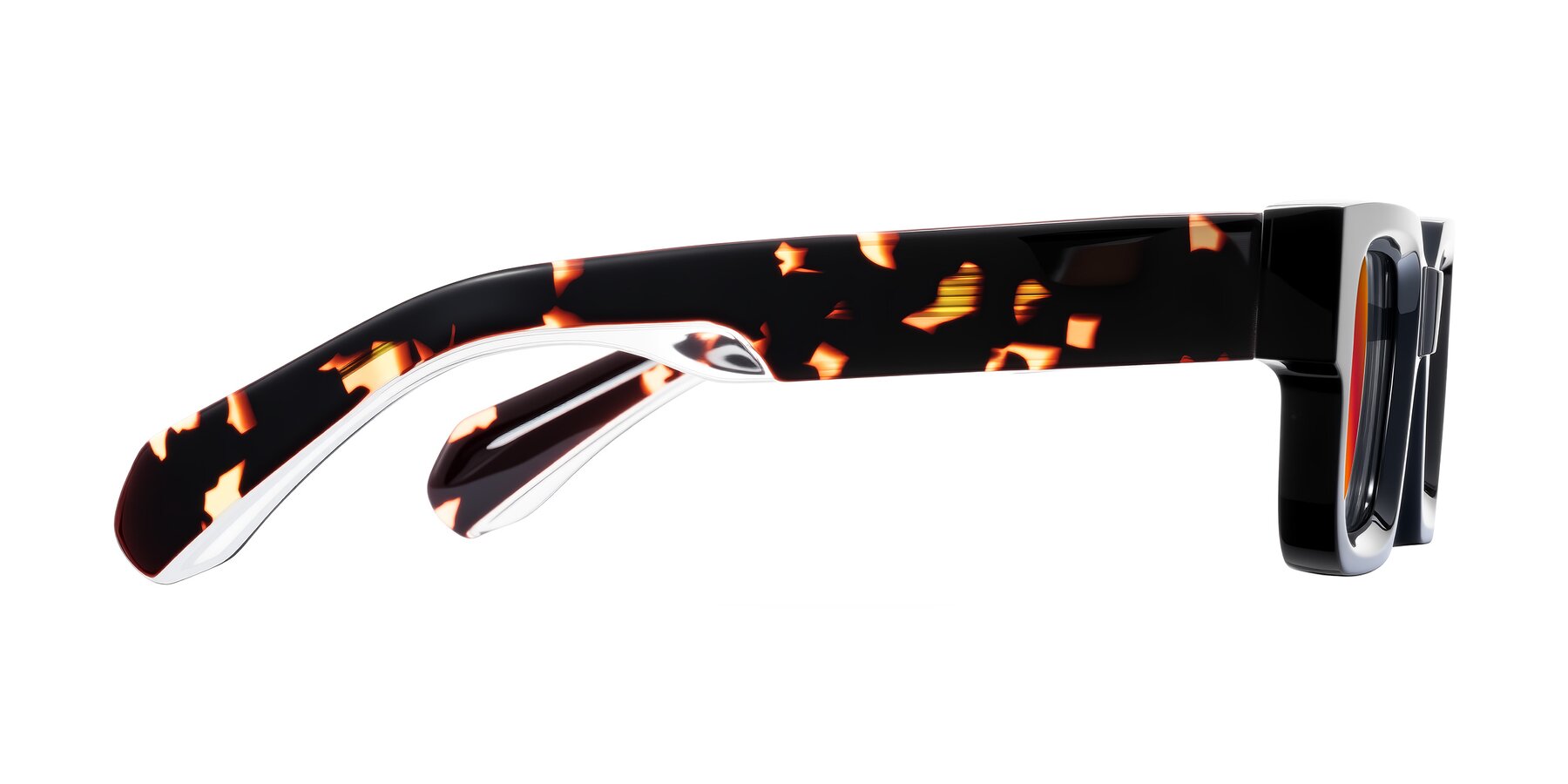 Side of Nuria in Black/Tortoise with Red Gold Mirrored Lenses