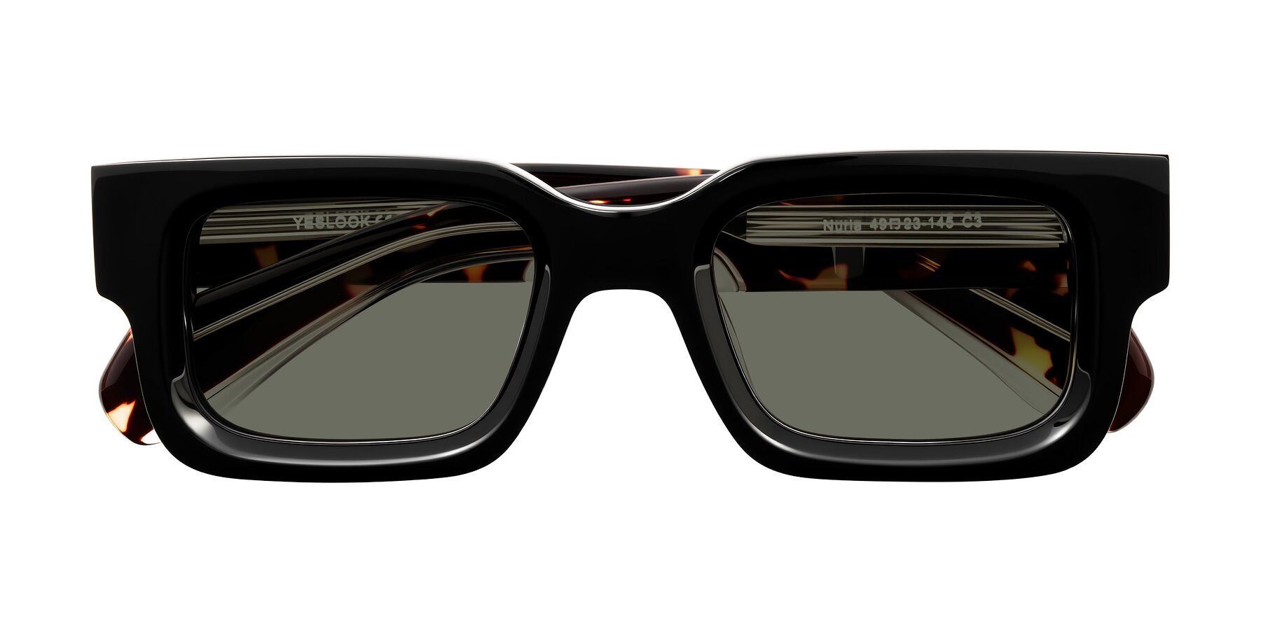 Folded Front of Nuria in Black/Tortoise with Gray Polarized Lenses
