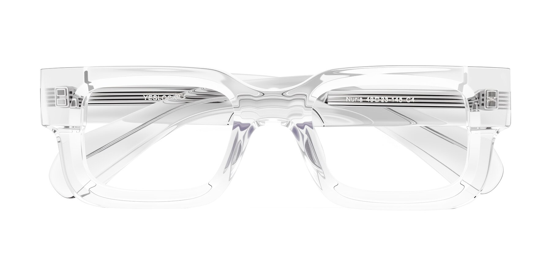 Folded Front of Nuria in Clear with Clear Reading Eyeglass Lenses