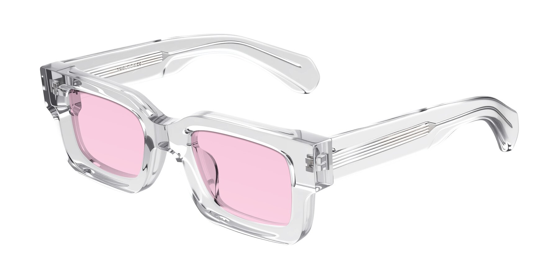 Angle of Nuria in Clear with Light Pink Tinted Lenses