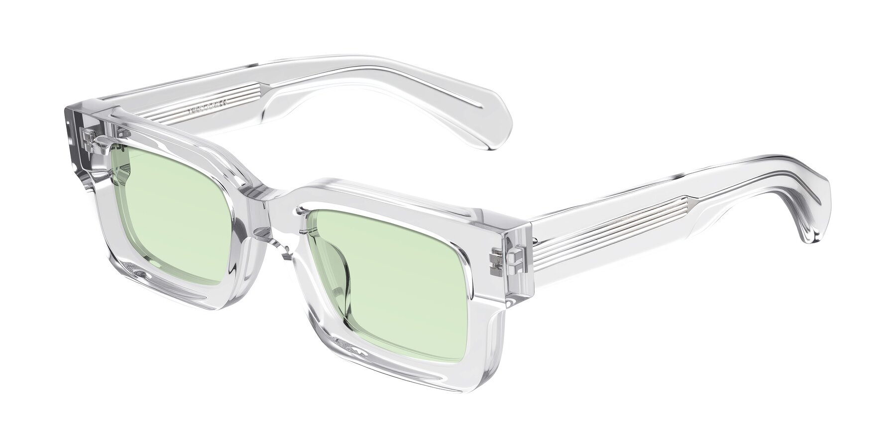 Angle of Nuria in Clear with Light Green Tinted Lenses