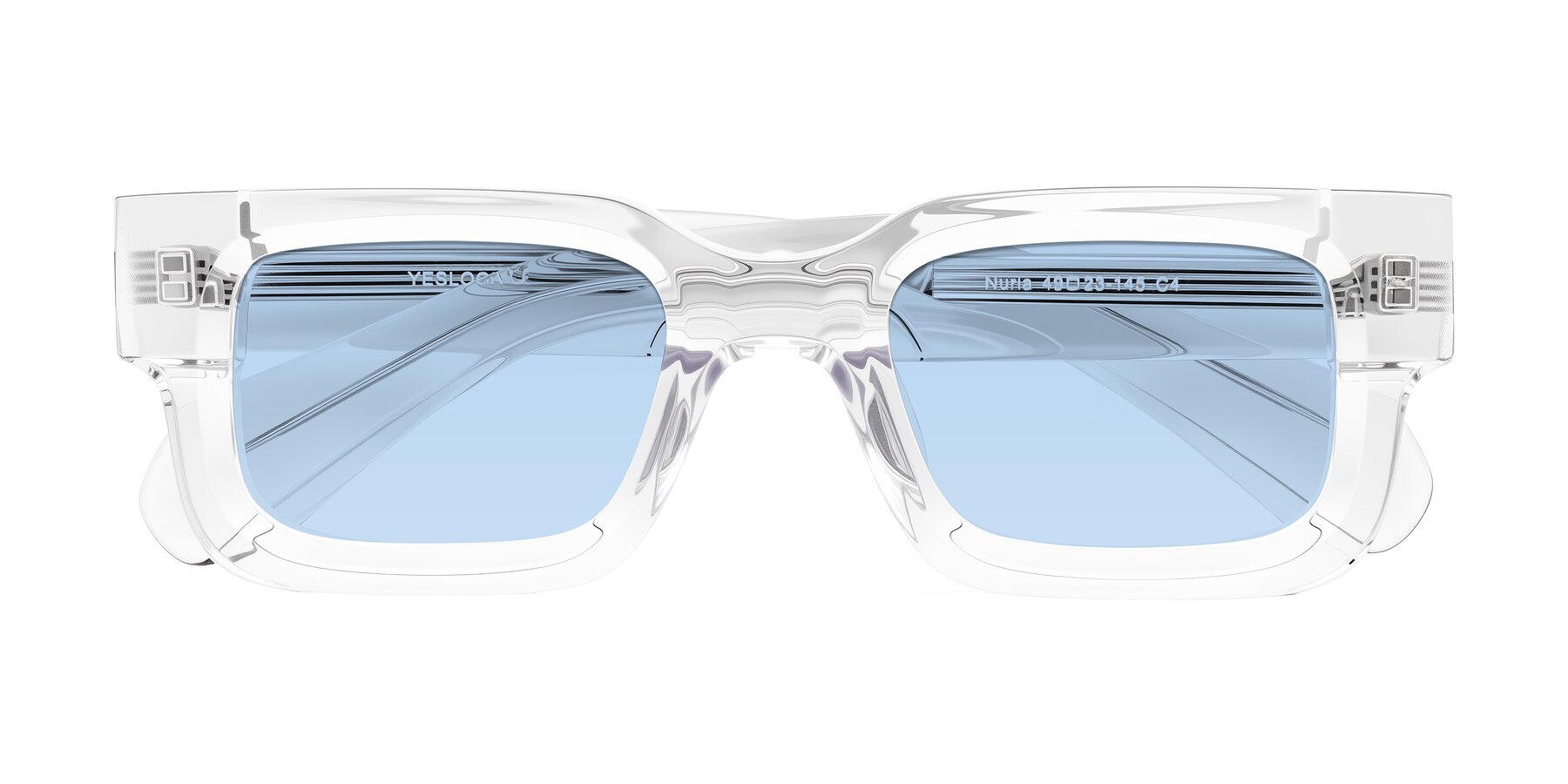 Folded Front of Nuria in Clear with Light Blue Tinted Lenses