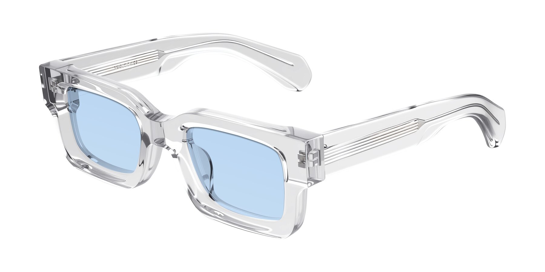 Angle of Nuria in Clear with Light Blue Tinted Lenses