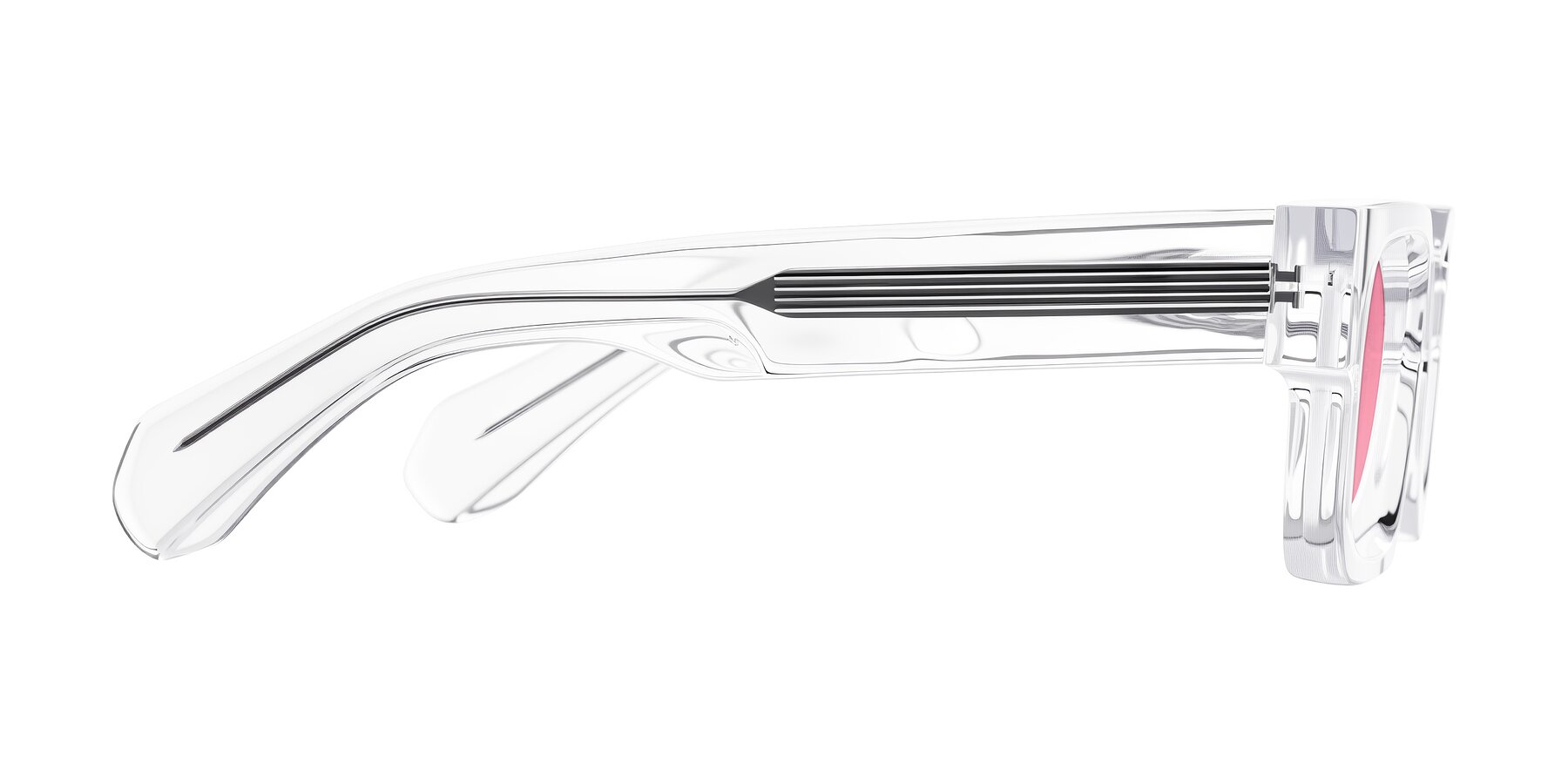 Side of Nuria in Clear with Pink Tinted Lenses