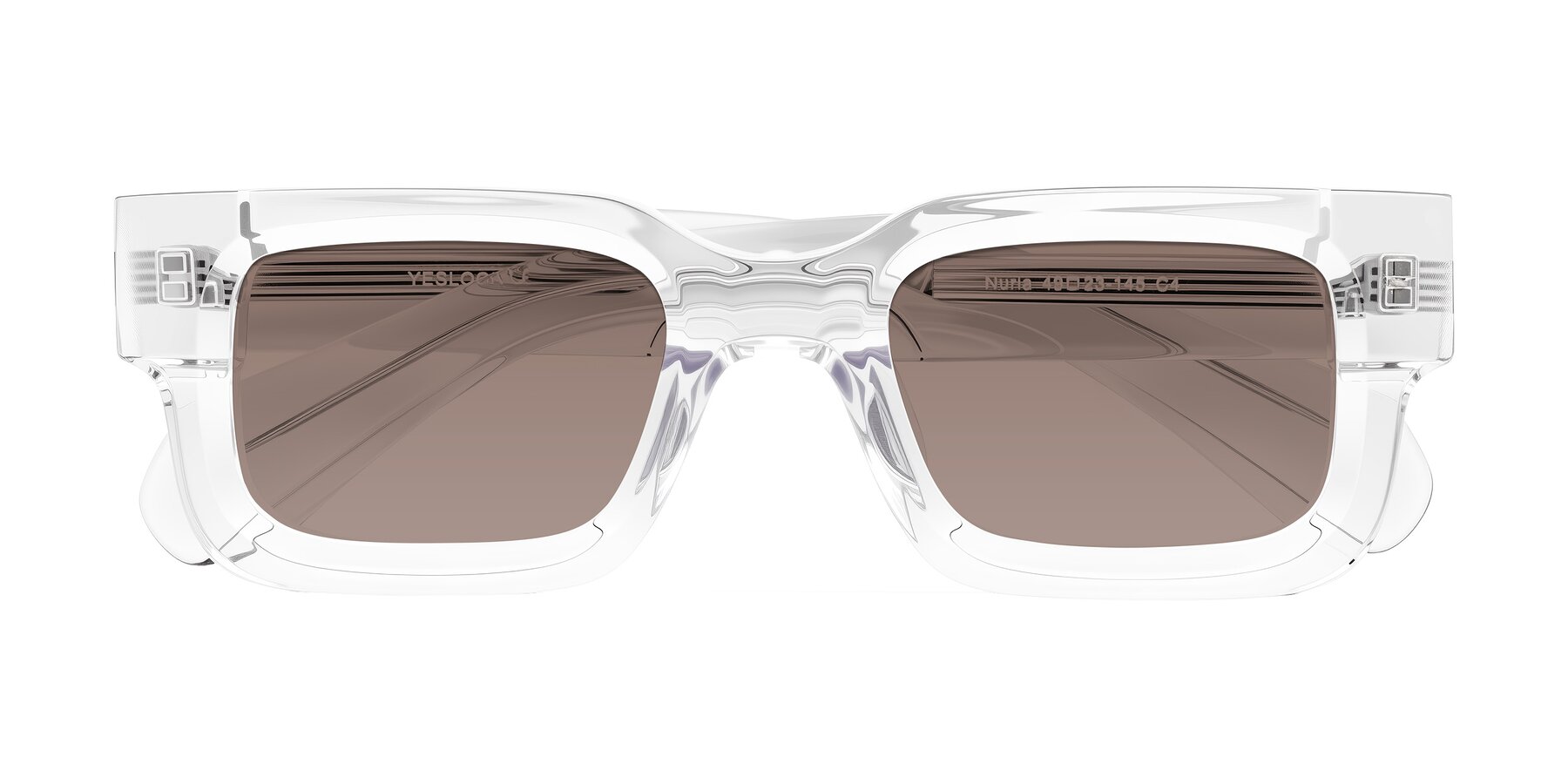 Folded Front of Nuria in Clear with Medium Brown Tinted Lenses