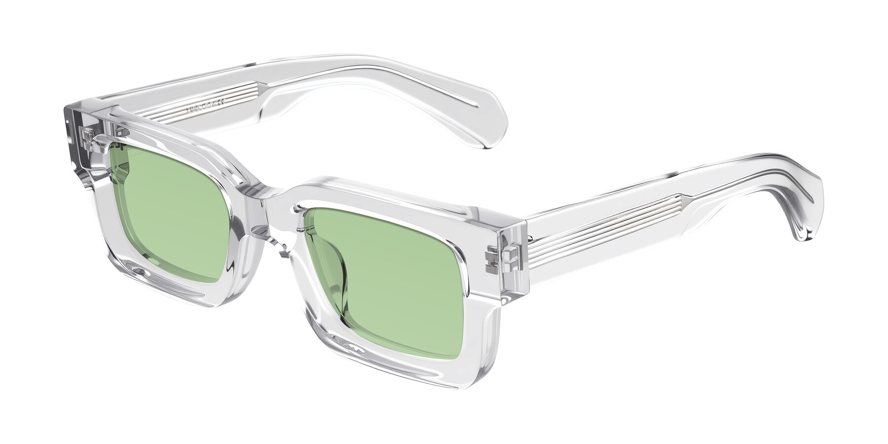 Angle of Nuria in Clear with Medium Green Tinted Lenses