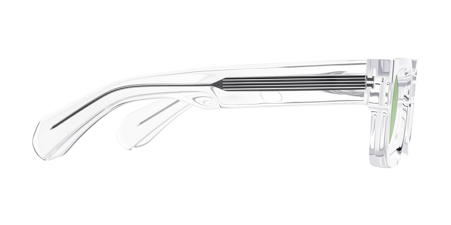 Side of Nuria in Clear with Medium Green Tinted Lenses